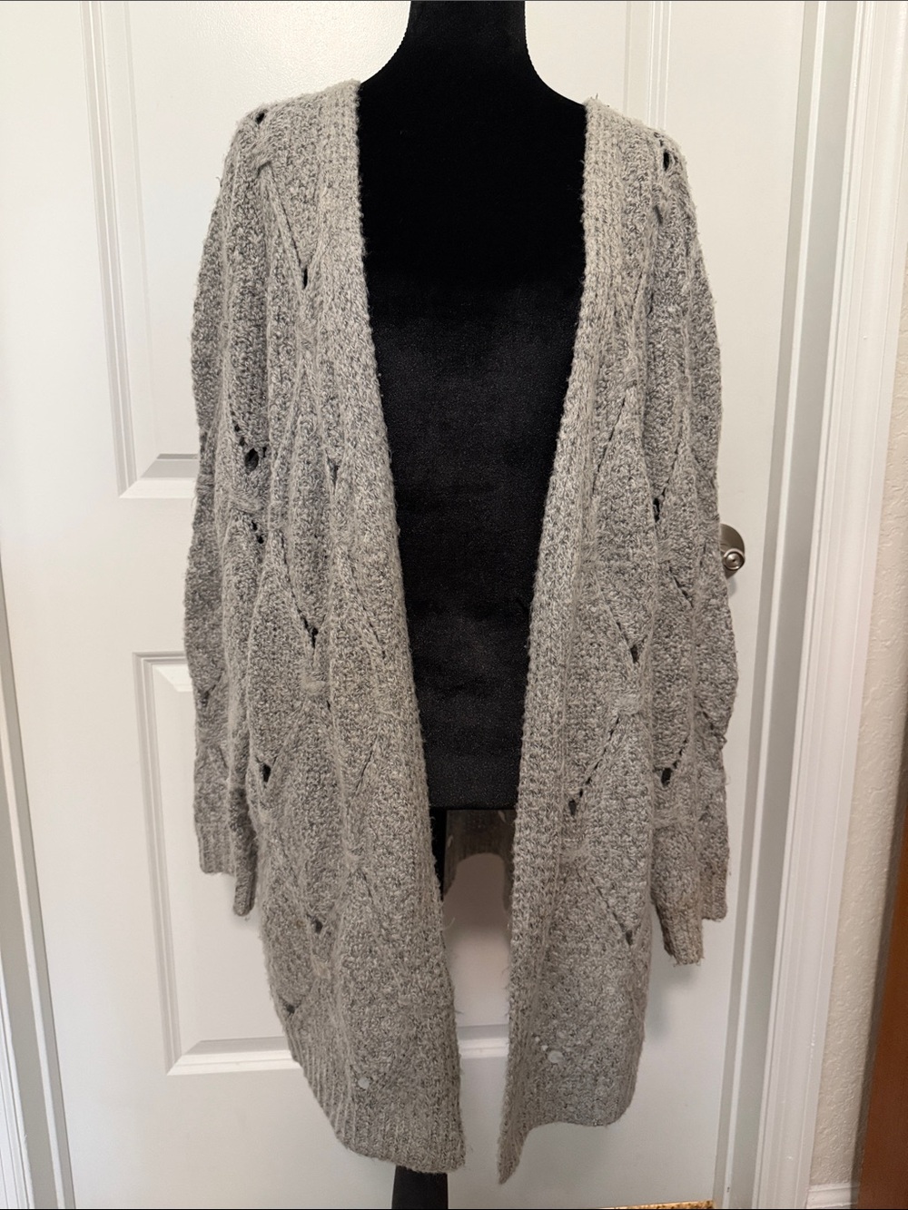 POL Open-Front Grey Knit Cardigan